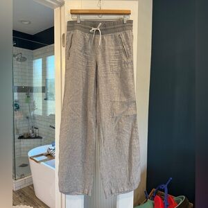 Athleta Grey Wide Leg Linen Pants Size 8